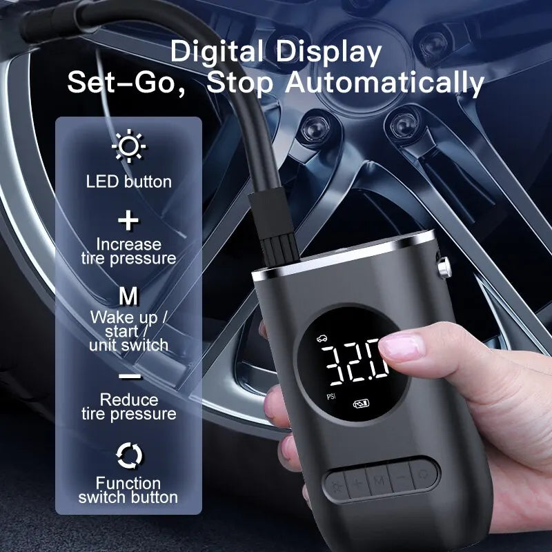 d Electric Tire Pump Handheld Wireless Digital Display